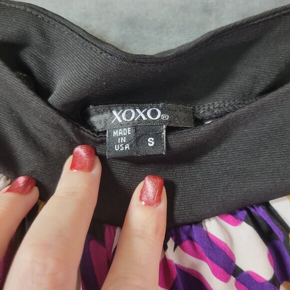 XOXO Juniors Womens Sleeveless Floral Dress‎ S Black Purple Made in USA Retro - Picture 2 of 7